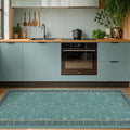 Boho 2x6 Non Slip Kitchen Rug Runner - Teal Washable Rug for Bathroom, Laundry Room, Hallway, Non Slip with Rubber Backing, Floral Aqua Blue Unique Runner Décor