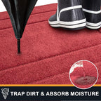 PURRUGS Dirt Trapping Door Mat 20" x 31.5", Non-Slip/Skid Machine Washable Entryway Rug, Dog Doormat, Super Absorbent Welcome Mat for Muddy Wet Shoes and Paws, Burgundy Red