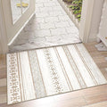 BESTSWEETIE 2x3 Area Rugs for Living Room Washable Moroccan Farmhouse Neutral Geometric Low Pile Non-Slip Soft Print Pattern Rug for Bedroom Kitchen Dining Room Entryway Cream/Brown/Pink