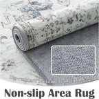 jinchan Kalen Area Rug 2x3 Washable Entryway Rug Soft Door Mat Vintage Indoor Entrance Thin Retro Distressed Carpet Grey Floral Country Boho Non Slip Doormat Bathroom Kitchen Bedroom