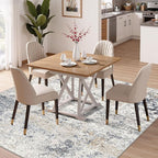 Square Area Rug Living Room Rugs - 8x8 Washable Large Soft Indoor Neutral Modern Abstract Low Pile Rug Carpet for Bedroom Dining Room Farmhouse Home Office - Beige Blue