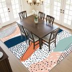 Color Block Rugs for Living Room - Polka Dot Bohemian Area Rugs 7x10, Abstract Multicolor High Traffic Lightweight Extra Large Carpet Home Decor #C051
