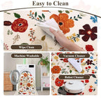 U'Artlines 2' x 8' Colorful Floral Runner Rug for Hallways Kitchen Soft Non Slip Washable Floor Carpet Runners for Entryway Laundry Room Bathroom Beige