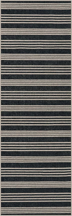 Lahome Striped Easy Jute Runner, 2x6 Kitchen Runner Rug Non Slip Washable Outdoor Rug for Entryway Indoor, Farmhouse Indoor Outdoor Black Carpet for Hallway 6ft Entry Front Door