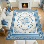 SOULFUL Medium Pile 8x10 Rugs for Living Room - Cozy Soft Underfoot Large Area Rug - Blue Boho Floral - Washable Non-Slip - Perfect for Bedroom Kids Room Under Dining Table Office