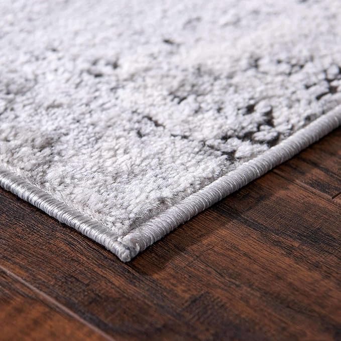 Rugs.com Leipzig Collection Area Rug – 8X11 Grey Low-Pile Rug Perfect for Living Rooms, Large Dining Rooms, Open Floorplans