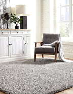 Unique Loom Solid Shag Collection Area Rug (3' 3" Square, Cloud Gray)