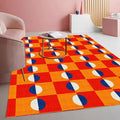 Modern Checkerboard Area Rug with Orange and Red Pattern Vibrant Non Slip Washable 10x12 Rugs for Living Room Dining Room Bedroom Home Office Playroom Large Indoor Carpet Durable Bathmat