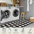 Lahome Moroccan Trellis Area Rug - 5x7 Black Washable Large Rugs for Bedroom Living Room Mat, Checkered Soft Non Slip Stain Resistance Indoor Accent Carpet for Dining Room Coffee Table