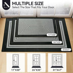 Front Door Mat 17''x30'', Absorbent Muddy Dirt Resist Washable Non Slip Low-Profile Indoor Doormat, Easy Clean Welcome Entryway Door Mats, Grey