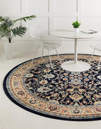 Unique Loom Sialk Hill Collection Area Rug - Washington (3' 3" Round Navy Blue/Cream)