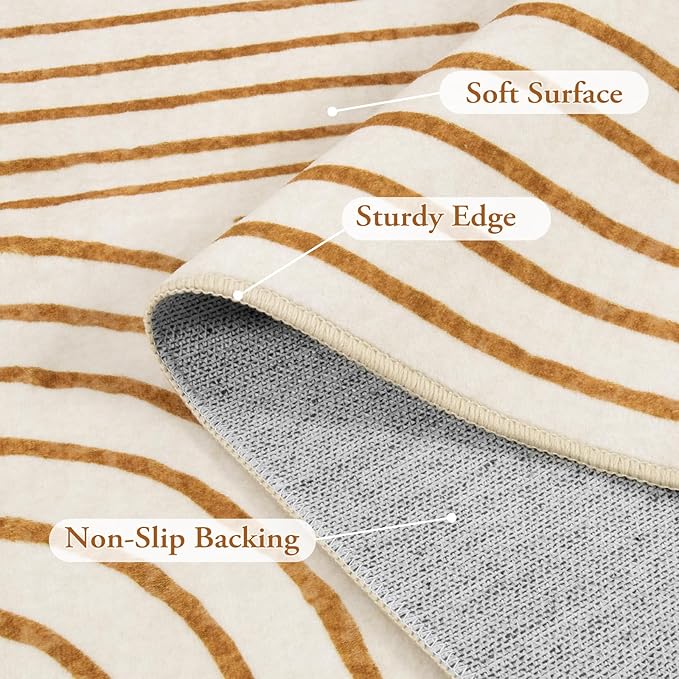 Lahome Abstract Area Rugs 9x12 Living Room, Soft Washable 9x12 Area Rug for Bedroom, Ultra-Thin Non-Slip Modern Non-Shedding Accent Carpet for Dining Room Office, Orange