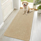 OLANLY Dog Door Mat for Muddy Paws 70x35, Absorbs Moisture and Dirt, Absorbent Non-Slip Washable Doormat, Quick Dry Chenille Mud Mat for Dogs, Entry Indoor Entryway Carpet for Inside Floor, Beige