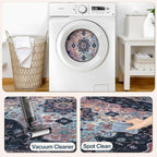 Tangsoo 8x10 Area Rug for Living Room, Washable Vintage Rug Indoor Non Slip Large Area Rugs, Print Distressed Navy/Multi Carpet, Soft Low Pile Rug Foldable for Bedroom Dining Room Dorm
