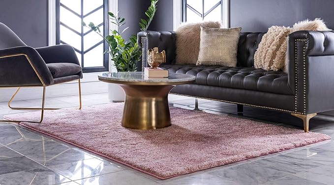 Unique Loom Solo Collection Area Rug - Calabasas (7' 10" x 10' Rectangle, Pink)