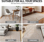 Rugshop Abstract Arch Shag Area Rug Beige 5' x 7' Great for Bedrooms, Living Rooms, or Under Coffee Tables