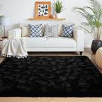 Beglad Fluffy Large Area Rugs 9x12 Feet, Modern Minimalist Style Shag Fuzzy Rugs, Non-Slip Indoor Carpet Soft Rugs for Kids Room, Bedroom & Living Room, Black