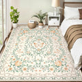 GarveeHome 3x5 Small Area Rug for Bedroom Floral Washable Rugs Non Slip Stain Resistant Living Room Throw Carpet Low Pile Dining Room Beige Area Rug Butterfly Bow Rugs for Nursery Home Decor, 3x5