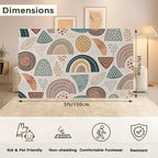 Bohemian Rainbow Washable 3x5 Area Rugs for Living Room, Thin Low Pile Contemporary Carpet, Non-Slip Base Lightweight Rug