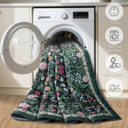 10x14 Area Rugs for Living Room: Floral Washable Rug Vintage Large Soft Boho Non-Slip Carpet Stain Resistant Low Pile Carpets for Bedroom Dining Room Farmhouse Nursery Hallway Home Office Dark Green