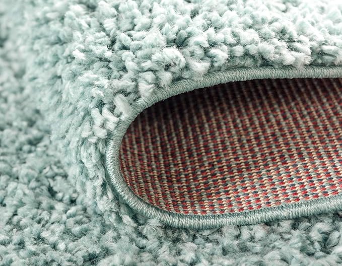 Unique Loom Davos Shag Collection Area Rug - Solid (2' 7" x 13' 1" Runner, Aqua)