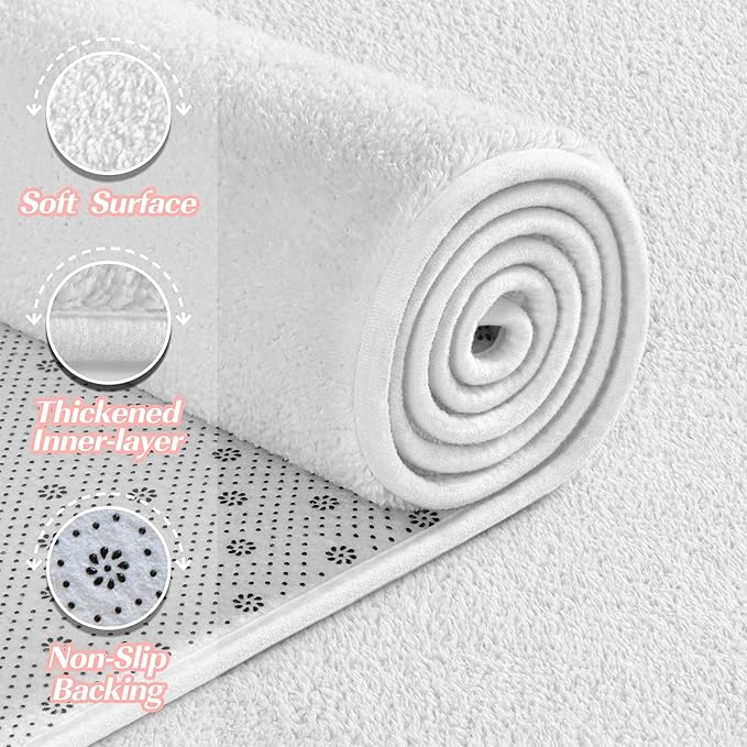 Large Area Rugs for Living Room Bedroom, 4x6 Feet White Rug, Minimalist Modern Shag Rug, Soft Thick Comfy Memory Foam Indoor Carpet, Non-Slip Washable Rug for Boys Girls Dorm Nursery Room Home Decor