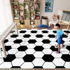 Soft Soccer Rug, Gifts for Boys Girls, Cute Bedside Shag Area Rug for Kids Toddlers Teens, Non Slip Room Decor Indoor Carpet for Bedroom Living Room, Nursery, Machine Washable 6x9 FT