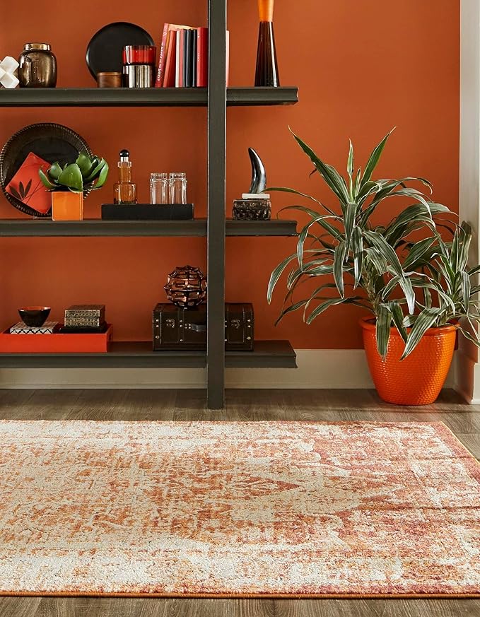 Unique Loom Isabella Collection Area Rug - Adjani (7' 10" x 10' Rectangle, Rust Red/ Black)
