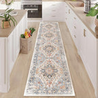 Enkor Runner Rugs for Hallway, 2x10 Washable Soft Non Slip Floor Rugs for Kitchen, Modern Mat for Living Room Bedroom Entryway Orange & Black