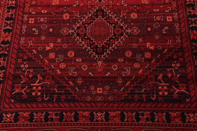 Unique Loom Tekke Collection Area Rug - Sheibani (4' 1" x 6' 1" Rectangle Red/Black)