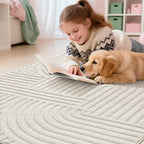 Pauwer 3x5 Washable Area Rugs for Living Room Modern Beige Solid Color Soft Fluffy Rugs for Bedroom Non Slip Boho Accent Indoor Mat Floor Carpet Cover for Kids Room Dining Room Kitchen Office, Beige