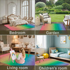 Rainbow Washable 5x7 Area Rugs for Living Room, Thin Low Pile Contemporary Carpet, Non-Slip Base Lightweight Rug