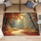 5x6 Autumn Forest Rugs for Office - Natural Landscape Living Room Carpet, Forest Path Bedroom Area Rug Kids Low Pile Rug for Indoor Outdoor Hardwood Floors Home Decor