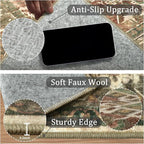 4x6 Machine Washable Area Rug for Living Room, Brown Green Boho Vintage Floral Rug Large Non-Slip Low Pile Soft Faux Wool Carpet, Kids and Pets Friendly for Bedroom Dining Room Farmhouse Decor Rug