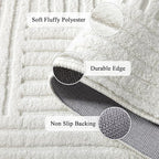 SHACOS Soft Cozy Fluffy Arch Pattern High Low Pile Runner Rugs 2'x6' Non Slip Washable Scandinavian Minimalist Rug Modern Geometric Arc Carpet for Living Room Bedroom Bathroom, Cream White