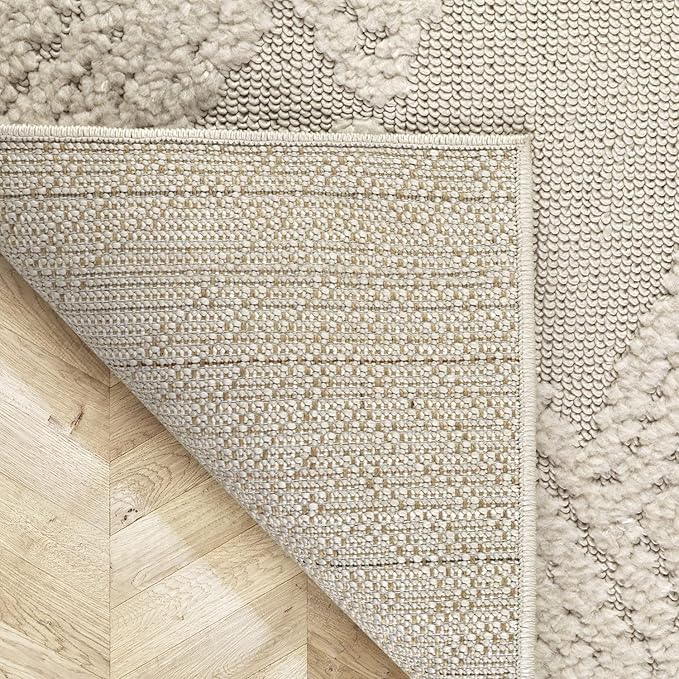 Antep Rugs Palafito 2x4 Geometric Shag Diamond High-Low Pile Textured Indoor Area Rug (Beige, 2' x 4')