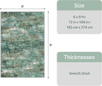 GENIMO Abstract Area Rug 6x9, Washable Large Modern Rug Non Slip, Low Pile Lightweight Soft Carpet for Living Room, Bedroom, Dining Room, Turquoise