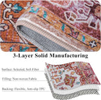 Runner Rug 2×6, Machine Washable Vintage Non-Slip Area Rug, Low Pile, Decorative Carpet Printed Floral Rugs for Living Room, Entryway, Kitchen, Bedroom, Plum