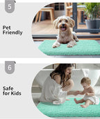Bathroom Rug 24x48 Non Slip Fluffy Bath Mat for Bathroom Floor Washable Plush Luxury Bath Rug for Tub Soft Absorbent Shower Mat, Spa Blue