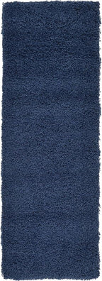 Unique Loom Solid Shag Collection Area Rug (2' 2" x 6' 5" Runner, Sapphire Blue/ Navy Blue)