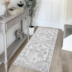 KOZYFLY Runners for Hallways 2x5 Ft Washable Kitchen Runner Rug Boho Runner Rug for Entryway Indoor Printed Oriental Faux Wool Floor Carpet Runner for Laundry Room Kitchen Hall, Gray