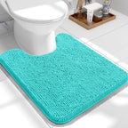 OLANLY Toilet Rugs U-Shaped 24x20, Extra Soft Absorbent Chenille Contour Bathroom Rugs for Toilet, Dry Quickly, Machine Washable, Non-Slip Bath Mat, Teal