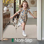 LUMI Ultra Thin Indoor Door Mat for Entrance 36"x56", Non Slip Entryway Mat, Low Profile Doormat, Unique Herringbone Design Carpet for Inside, Patio, Porch, Beige