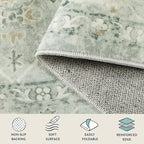 Lahome Vintage 8x10 Washable Green Rugs for Living Room Bedroom, Boho Dining Room Rugs for Under Table, Soft Non Slip Indoor Throw Carpet for Home Office Playroom (8x10ft,Light Green)