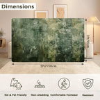 Green Vintage Distressed Carpet for Living Room, 3x5 Non-Slip Washable Low Pile Abstract Design Rug, Space Saving Area Rug for Bedroom, Dining Room