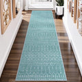 Lahome Moroccan Washable Runner Rug 2x8 Green Non-Slip Rug Runner for Hallway Stain Resisitant Kitchen Carpet, Geometric Print Distressed Soft Untra-Thin Floor Carpet for Kitchen Bedroom Entryway