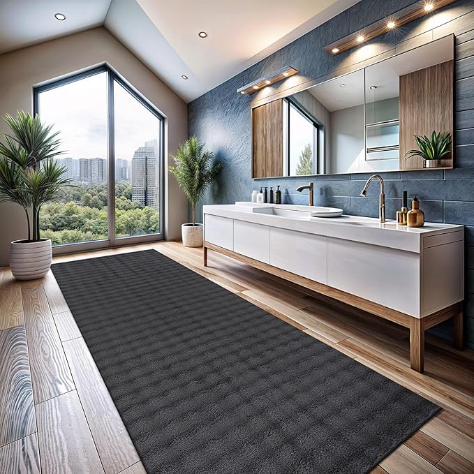 CAMILSON Modern Dark Gray Non Slip Runner Rug 2x7 Ultra Soft High Pile Kitchen Rugs Non Skid Rubber Backing Durable & Easy to Clean Carpet for Entryway Bathroom Indoor Use (2 x 7 Dark Gray)