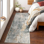 Lahome Modern Abstract Runner Rug - 2x7 Gray Soft Long Hallway Rug Runner Kitchen Mat, Non-Slip Machine Washable Indoor Throw Carpet Runner for Living Room Bathroom Sink Bedroom Entryway Sunroom