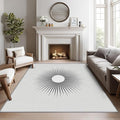 Mid Century Rugs for Living Room -Minimalist Sun Rug, 6x8 ft, Black and White Washable Rugs for Living Room, Modern Abstract Area Rug for Bedroom, Optical Illusion Home Decor & Gifts