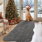 Large Dog Door Mat for Muddy Paws, 22x47 Absorbent Dirt Trapper Long Door Mat, Non-Slip Washable Mud Mat for Dogs, Polyester Microfiber Soft Pet Rug Mat for Entryway, Mud Dog Paws, Patio (Gray)
